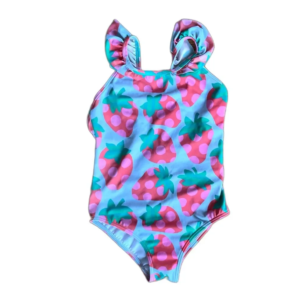 Mini BODEN Strawberry One Piece Swimsuit Swim Wear  Girls Size 5 - 6 Years